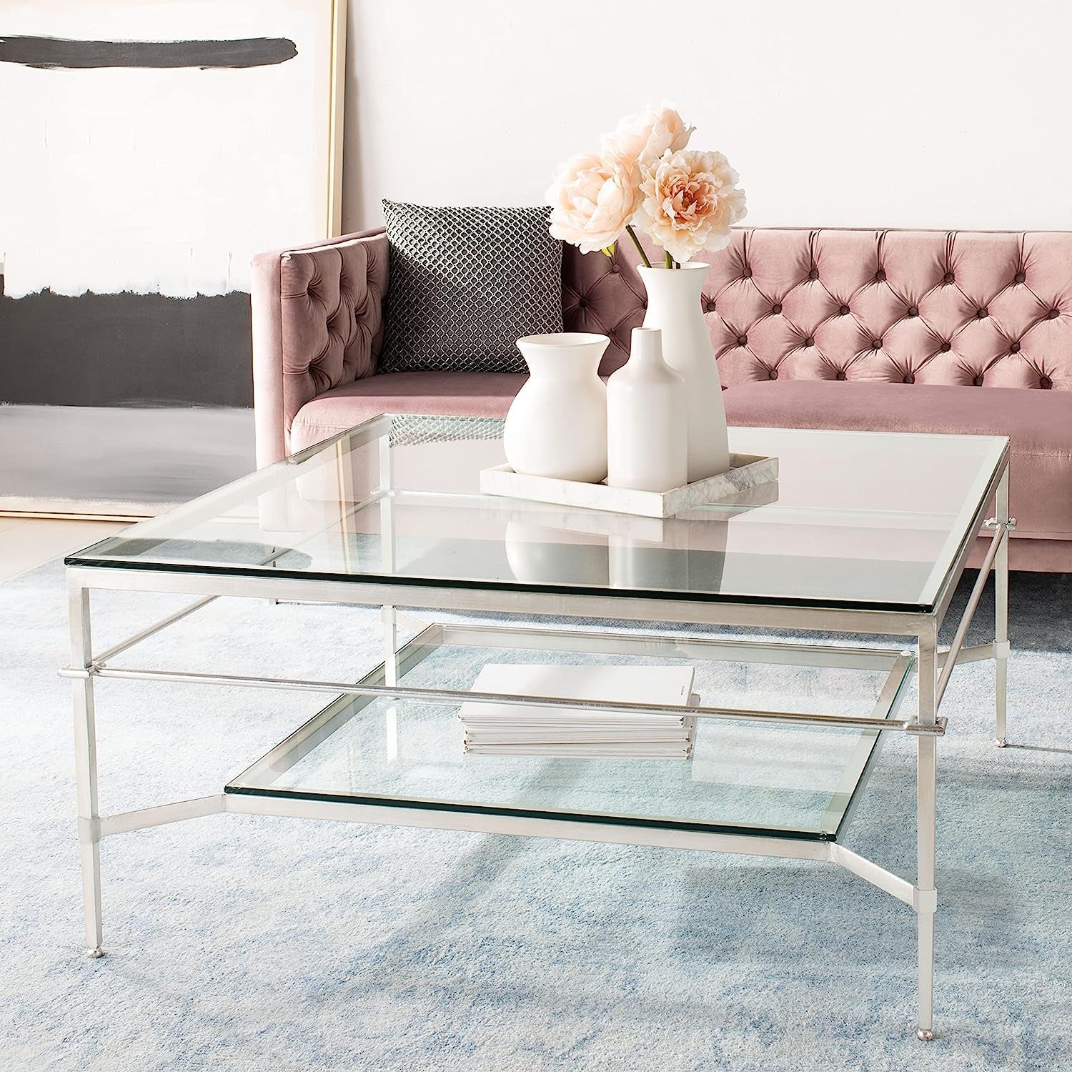 Silver Leaf Glass Couture Cocktail Table-0
