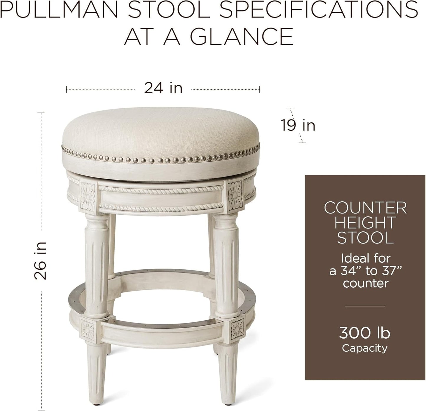 26" White Oak Counter Stool, Natural Fabric-1