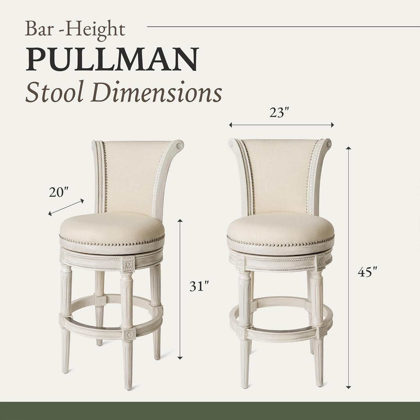 Pullman 31 Inch Tall Bar Height Upholstered Barstool with Back in White Oak Finish with Natural Color Fabric Cushion Seat, Set of 3-2