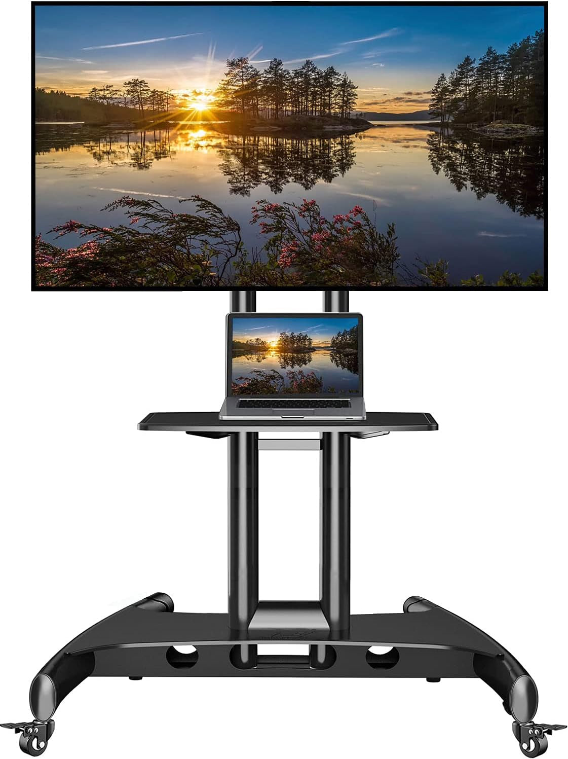 Mobile TV Cart Rooling TV Stand with Wheels for 32 to 75 Inch LCD LED OLED Plasma Flat Panel Screens up to 100Lbs AVA1500-60-1P (Black)-0
