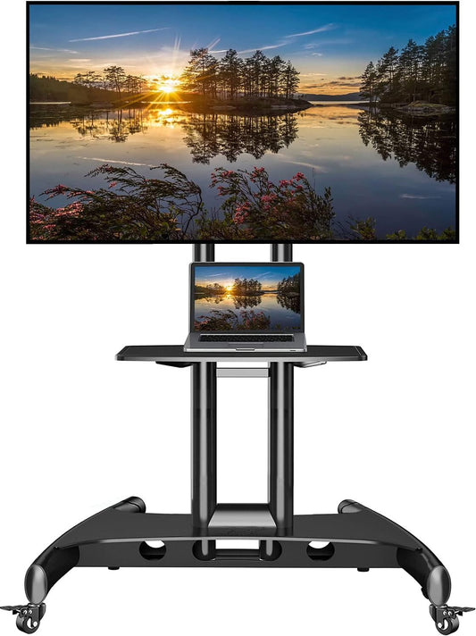 Mobile TV Cart Rooling TV Stand with Wheels for 32 to 75 Inch LCD LED OLED Plasma Flat Panel Screens up to 100Lbs AVA1500-60-1P (Black)-0