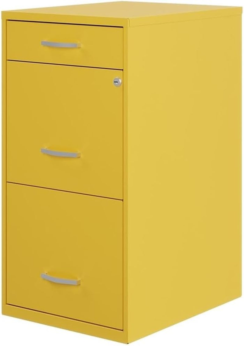 Hirsh Space Solutions 18" Deep Modern Metal Organizer File Cabinet with Cam Lock, 3-Drawer, Letter-Size, for Small Home/Home Office in Yellow-0
