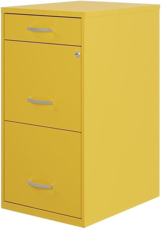 Hirsh Space Solutions 18" Deep Modern Metal Organizer File Cabinet with Cam Lock, 3-Drawer, Letter-Size, for Small Home/Home Office in Yellow-0