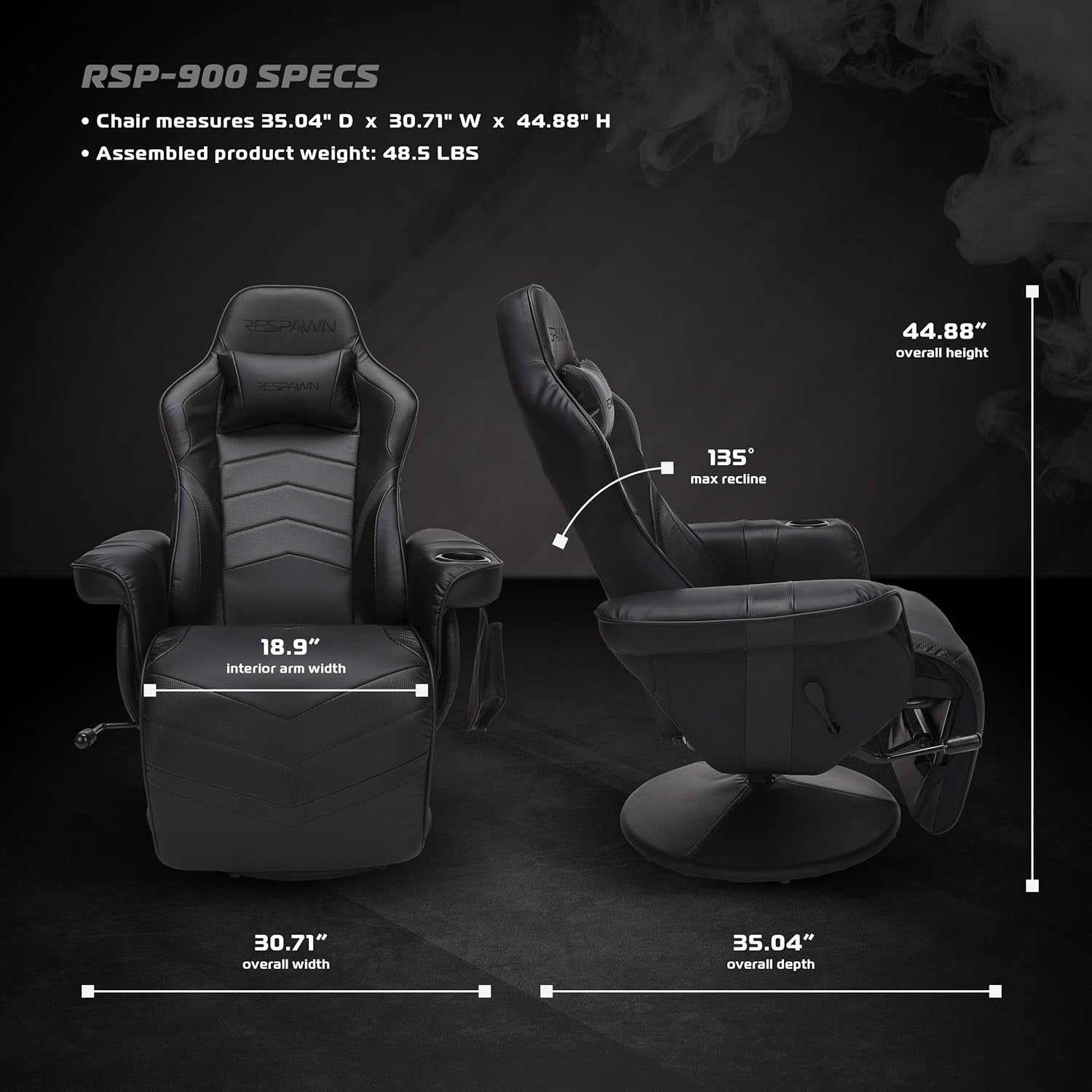 900 Gaming Recliner - Video Games Console Recliner Chair, Computer Recliner, Adjustable Leg Rest and Recline, Recliner with Cupholder, Reclining Gaming Chair with Footrest - Black-2