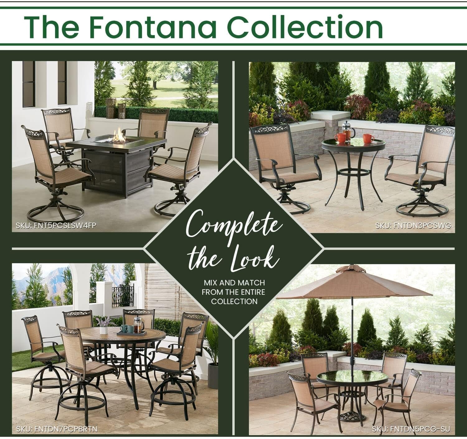 Fontana 9-Piece Outdoor Dining Set, Rust-Resistant Aluminum Outdoor Patio Dining Set for 8 with Swivel Rockers and 60" Square Cast-Top Patio Table, Perfect for Backyard, Patio, Deck, and Porch-4