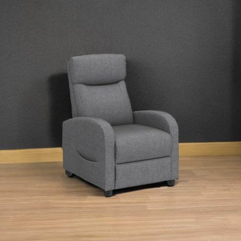 Single Fabric Recliner Massage Chairs/Sofa, Padded Seat Adjustable Backrest Winback Modern Bedroom/Theater Chair for Adults (Grey) Living Room-1