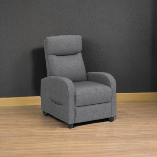 Single Fabric Recliner Massage Chairs/Sofa, Padded Seat Adjustable Backrest Winback Modern Bedroom/Theater Chair for Adults (Grey) Living Room-1