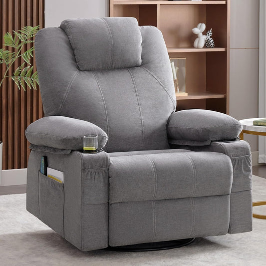 Swivel Recliner with Heat and Massage-0