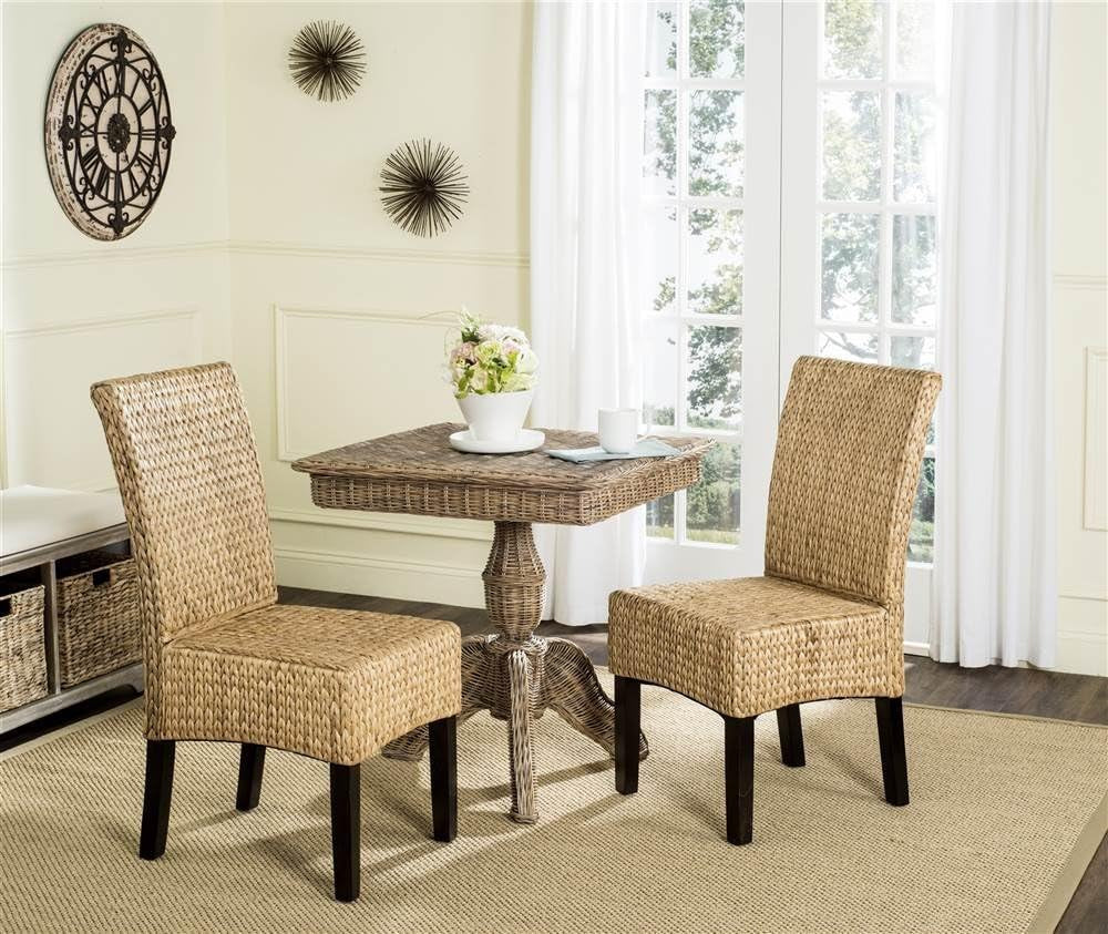 Home Collection Luz Natural Wicker Dining Chair (Set of 2), 18"-1