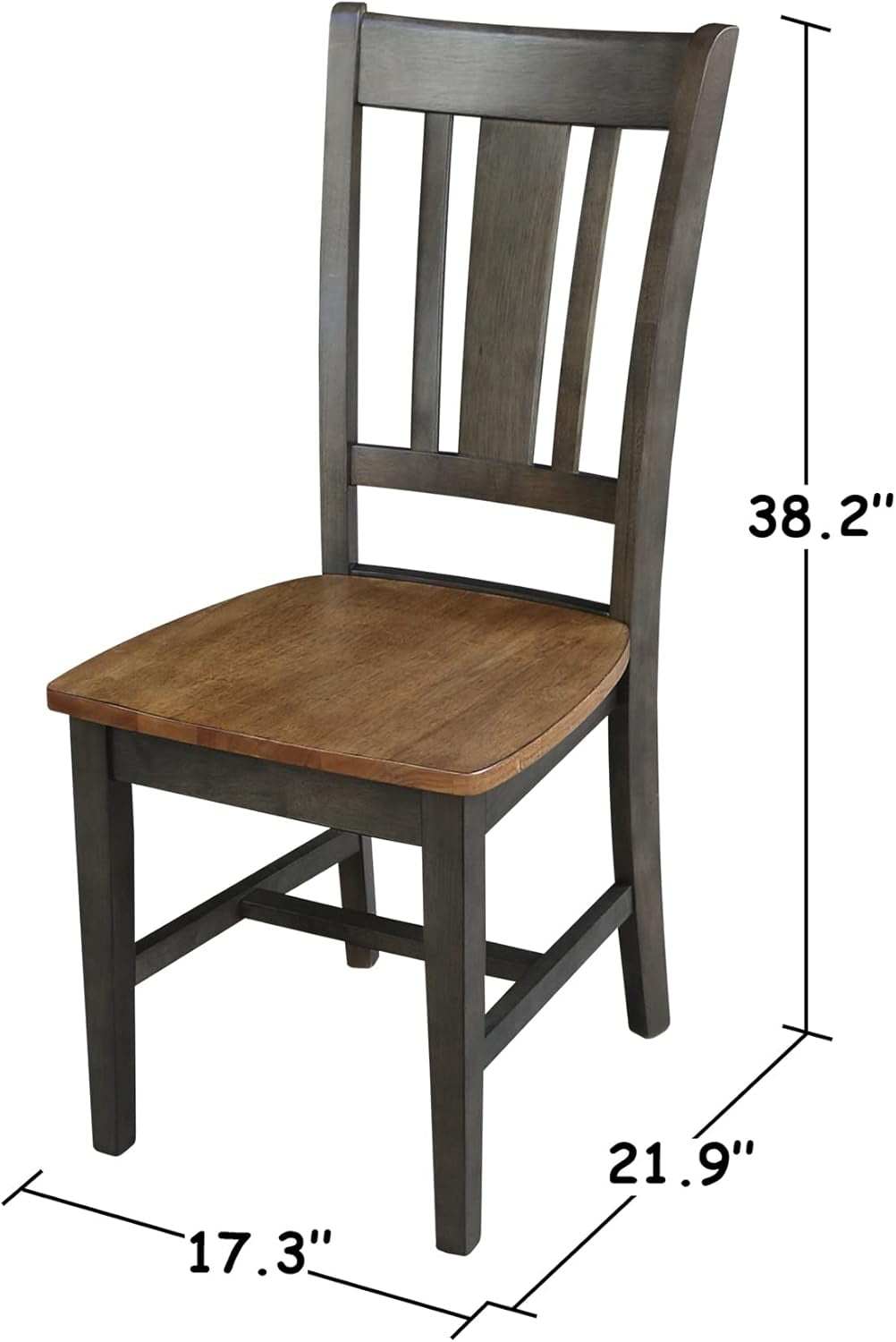 International Concepts San Remo Splatback Dining Chair, Height, Hickory/Washed Coal-2