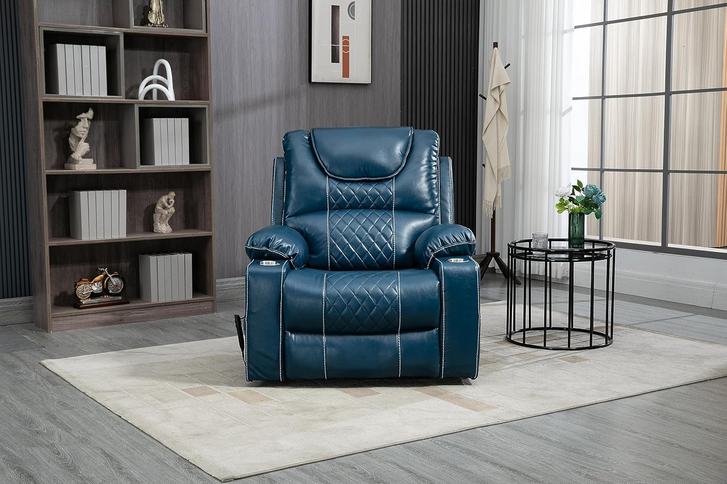 Dual Motor Oversized Electric Power Lift Recliner Chair Sofa for Elderly with Massage and Heat, Faux Leather Upholstered Armchair with Cupholders and Side Pockets-0