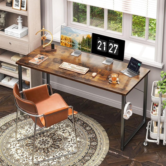 54 Inch Computer Desk, Modern Simple Style Desk for Home Office, Study Student Writing Desk, Vintage-1