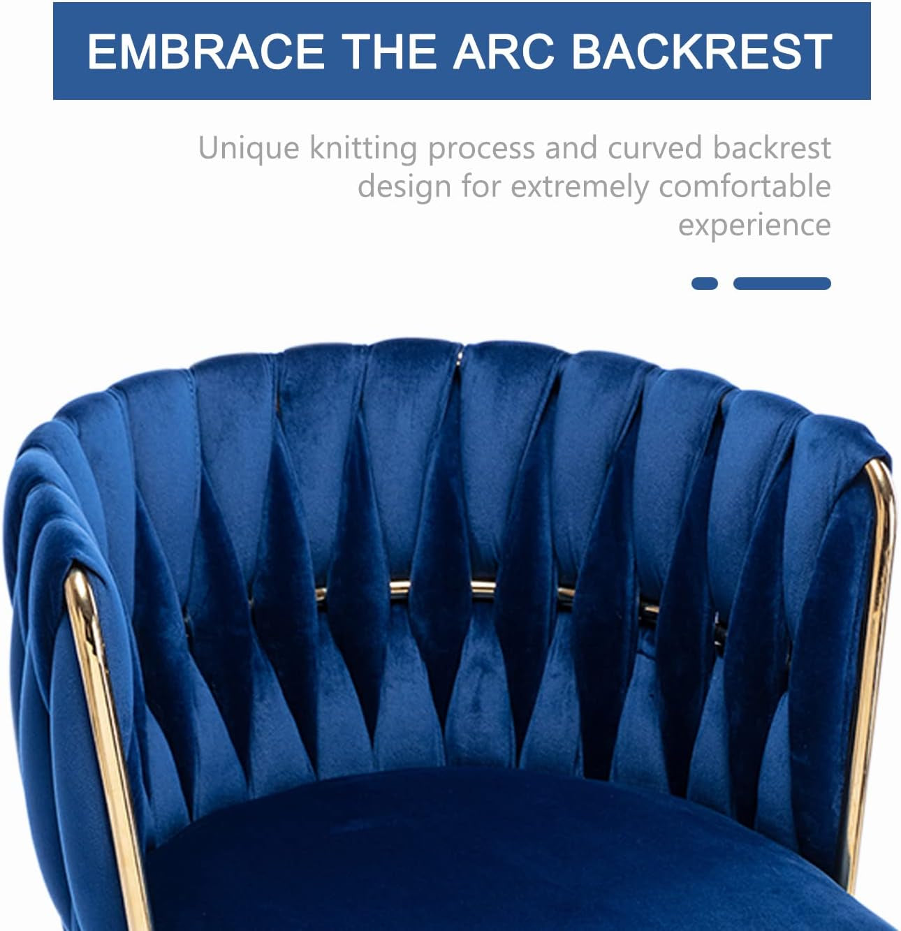 Velvet Dining Chairs Set of 4, Modern Dining Chair with Gold Metal Legs, Luxury Tufted Dining Chairs for Dining Room, Bedroom, Kitchen (Blue)-4