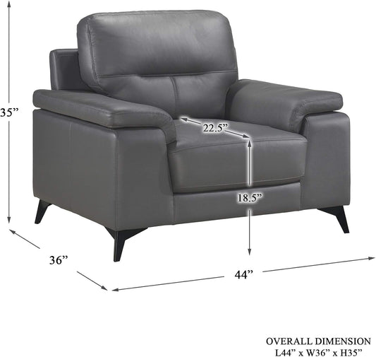 3-Piece Leather Sofa Set, Dark Gray-1
