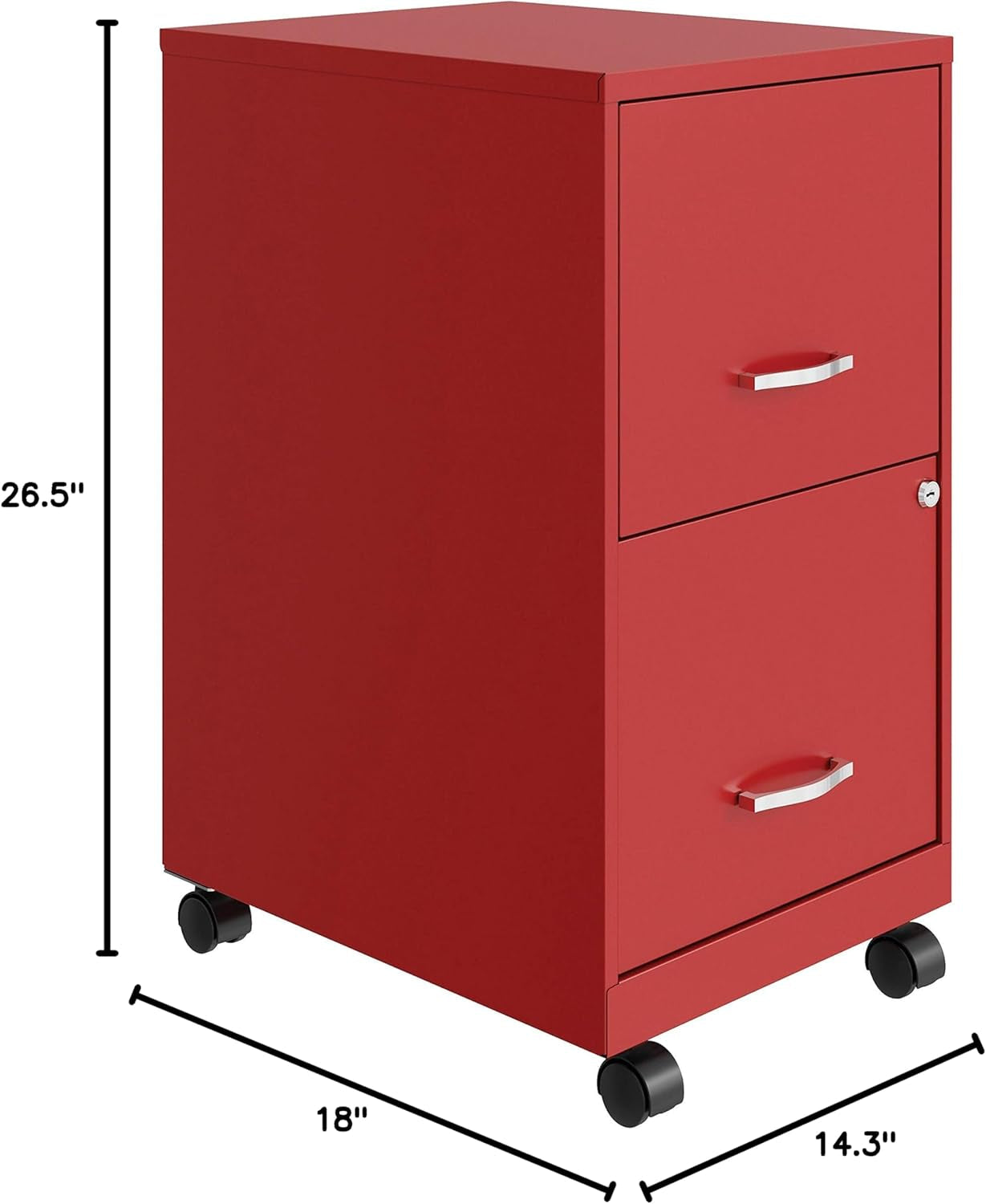 LYS SOHO File/File Mobile File Cabinet, Red-2