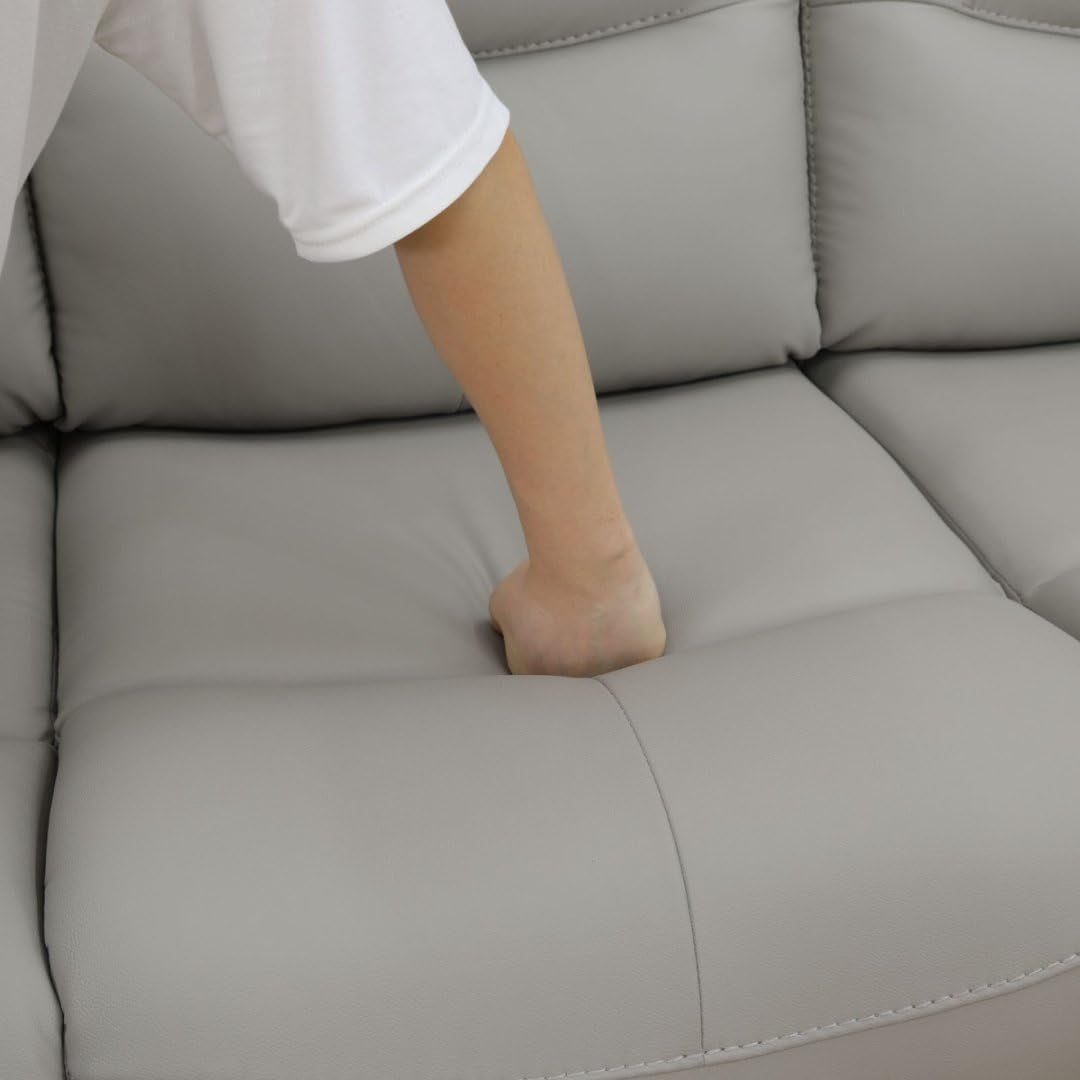 LED Power Recliner Sofa for Living Room Furniture Set, Leather Sectional Couches, Reclining Sofa with USB Port/Storage Console/Cup Holders (A-Light Grey 3-Piece Set)-4