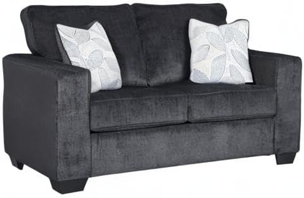 Dark Gray Modern Loveseat with 2 Accent Pillows-1