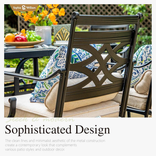 Sophia and William Swivel Patio Dining Set for 4, Outdoor Table and Chairs, Removable Seat Cushions, Black 42" round Patio Dining Table-1