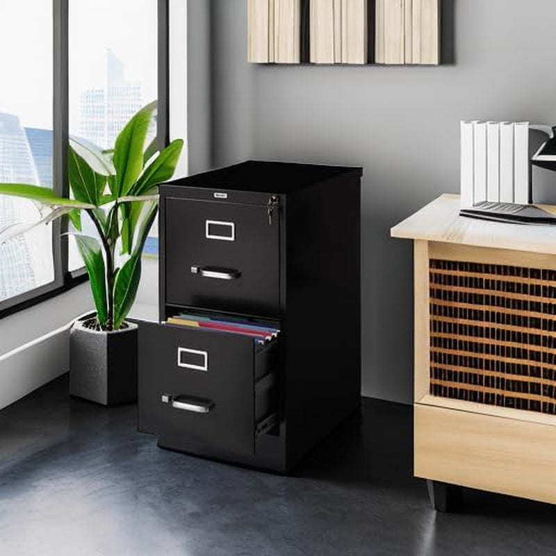 357416 2-Drawer Vertical File Cabinet Locking Letter Black 22-Inch D (22335D)-1