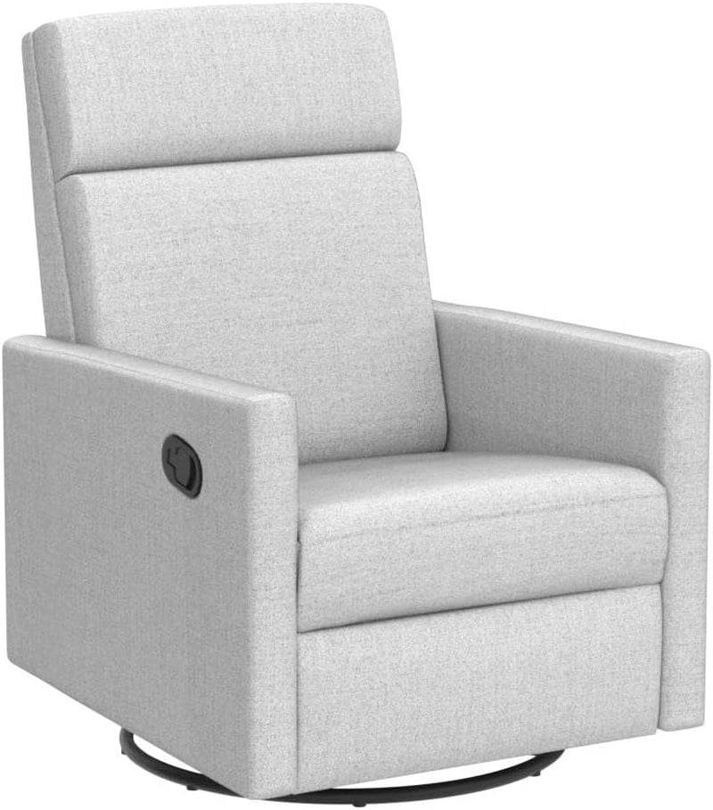 Modern Upholstered Manual Swivel Recliner Chair W/Headsupport Adjustable Nursery Glider Rocker for Living Room, Bedroom Gray-4
