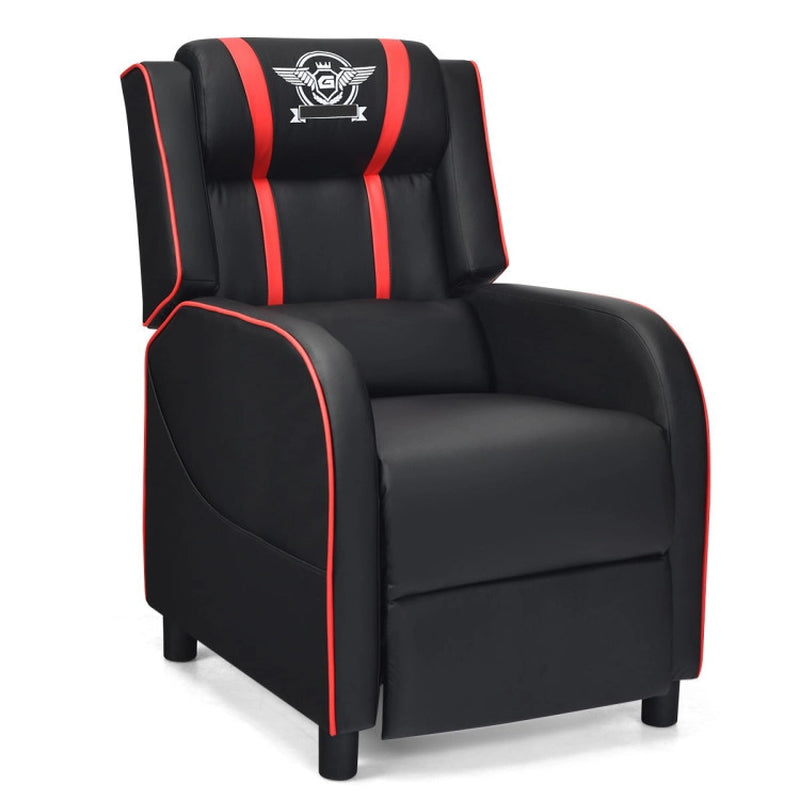 Massage Gaming Recliner PU Leather Chair with Footrest-0