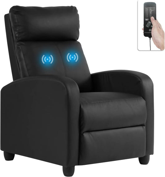 Lazy Recliner Massage Recliner Chair Living Room Sofa Reading Chair Home Theater Seating Modern Chair Easy Lounge PU Leather Padded Seat Backrest Black, 39.8 X 27 X 34 Inches (SS-AC207-B)-0