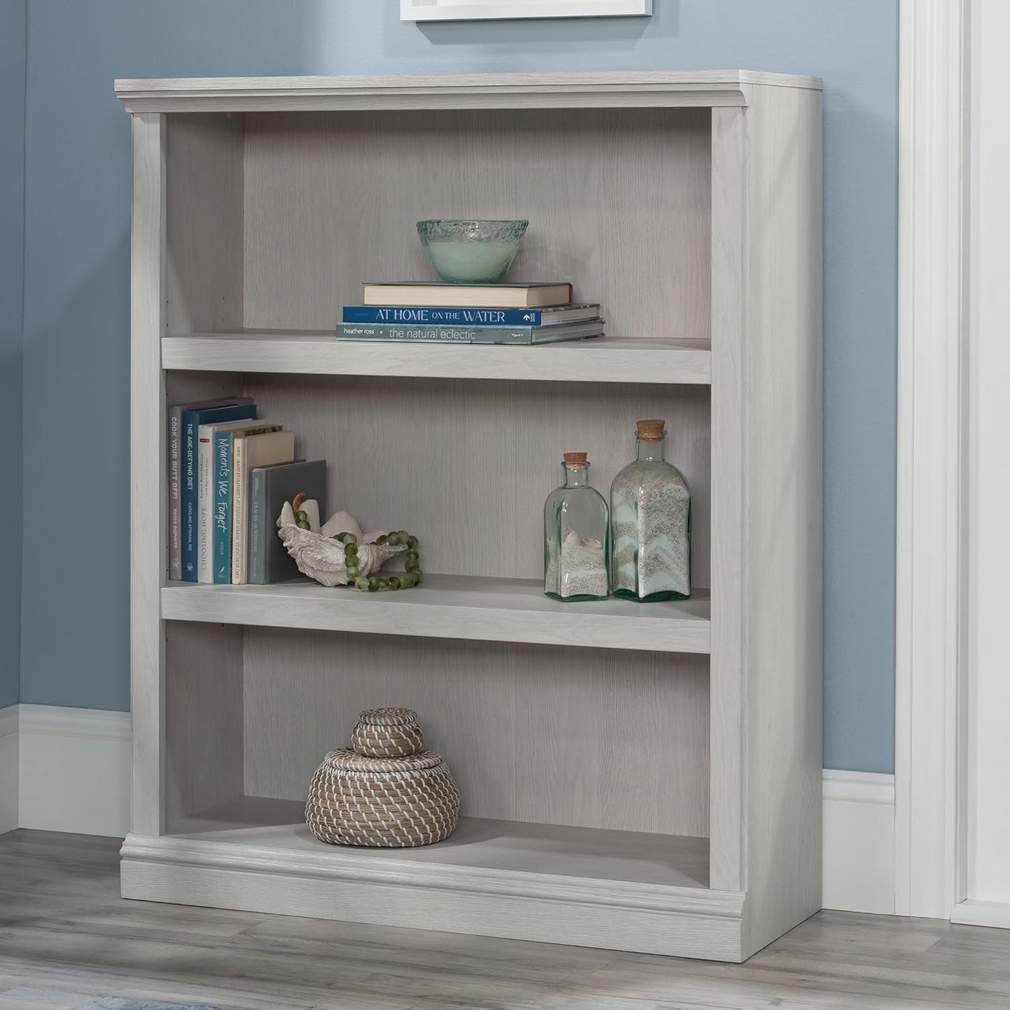 3 Tier Book Shelf Wooden Bookcase Multipurpose Bookshelf for Home Office, Living Room, in Glacier Oak-1