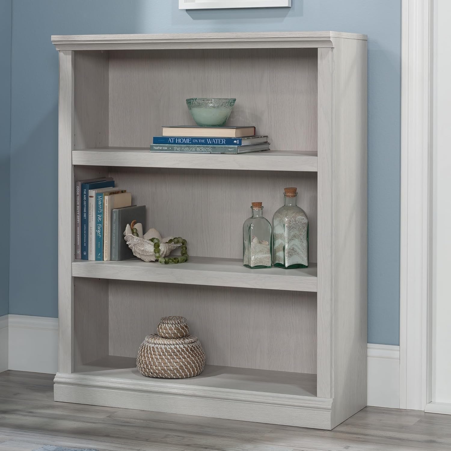 3 Tier Book Shelf Wooden Bookcase Multipurpose Bookshelf for Home Office, Living Room, in Glacier Oak-1