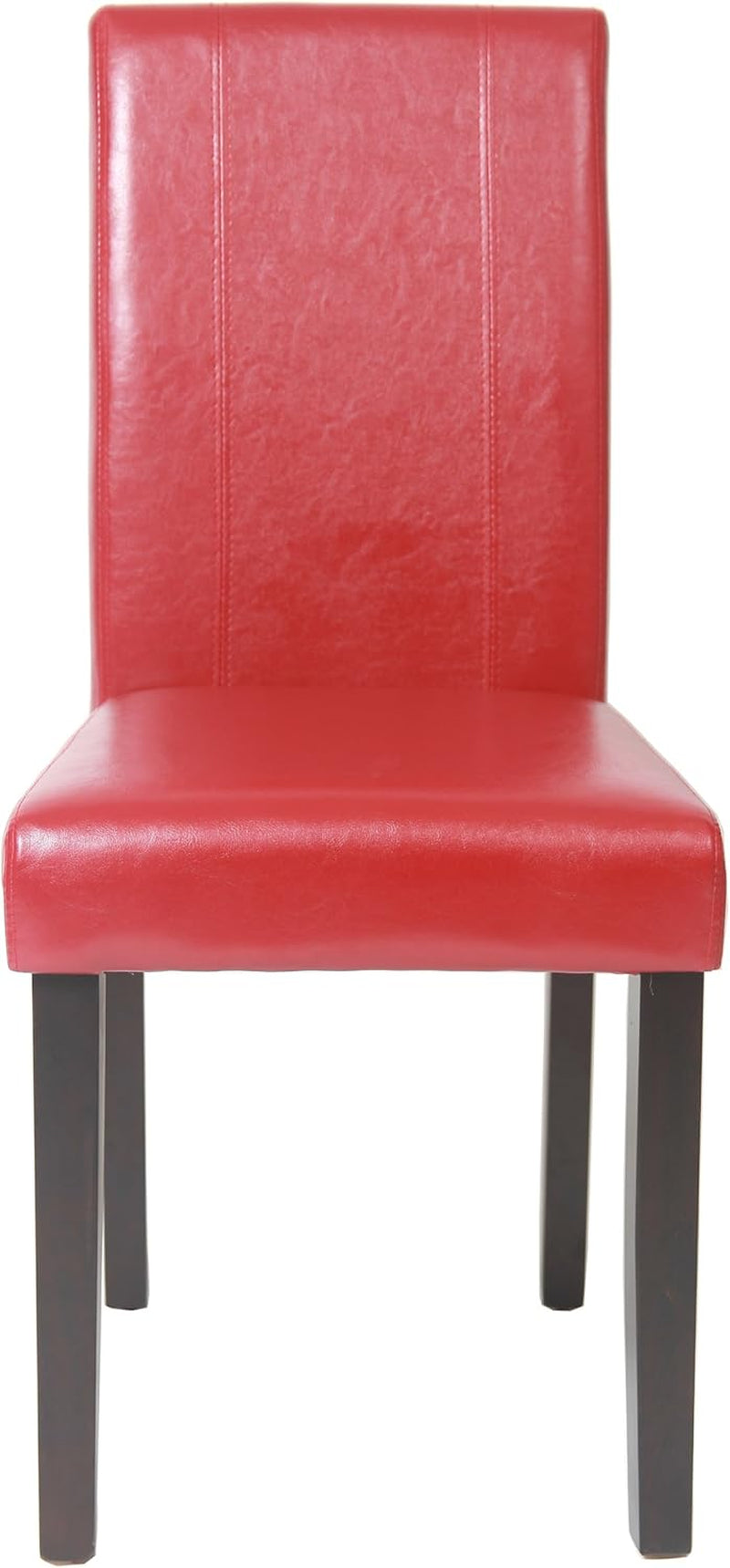 Urban Style Solid Wood Leatherette Padded Parson Chair, Red, Set of 2-3