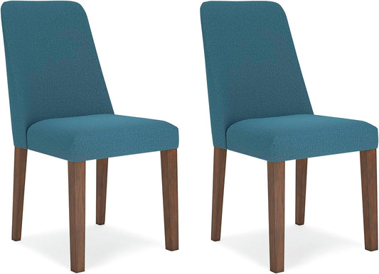 Lyncott Contemporary Dining Room Upholstered Side Chair with Foam Cushion, 2 Count, Blue & Brown-0