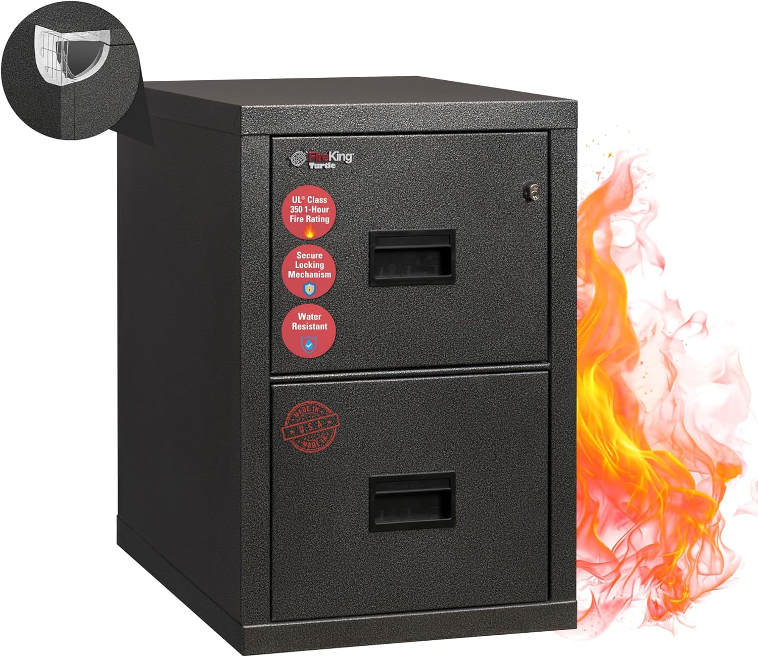 Black 2 Drawer Fire Safe Legal Letter File-0