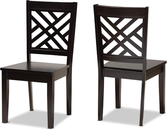 Caron Dining Chair and Dining Chair Transitional Dark Brown Finished Wood 2-Piece Dining Chair Set-0