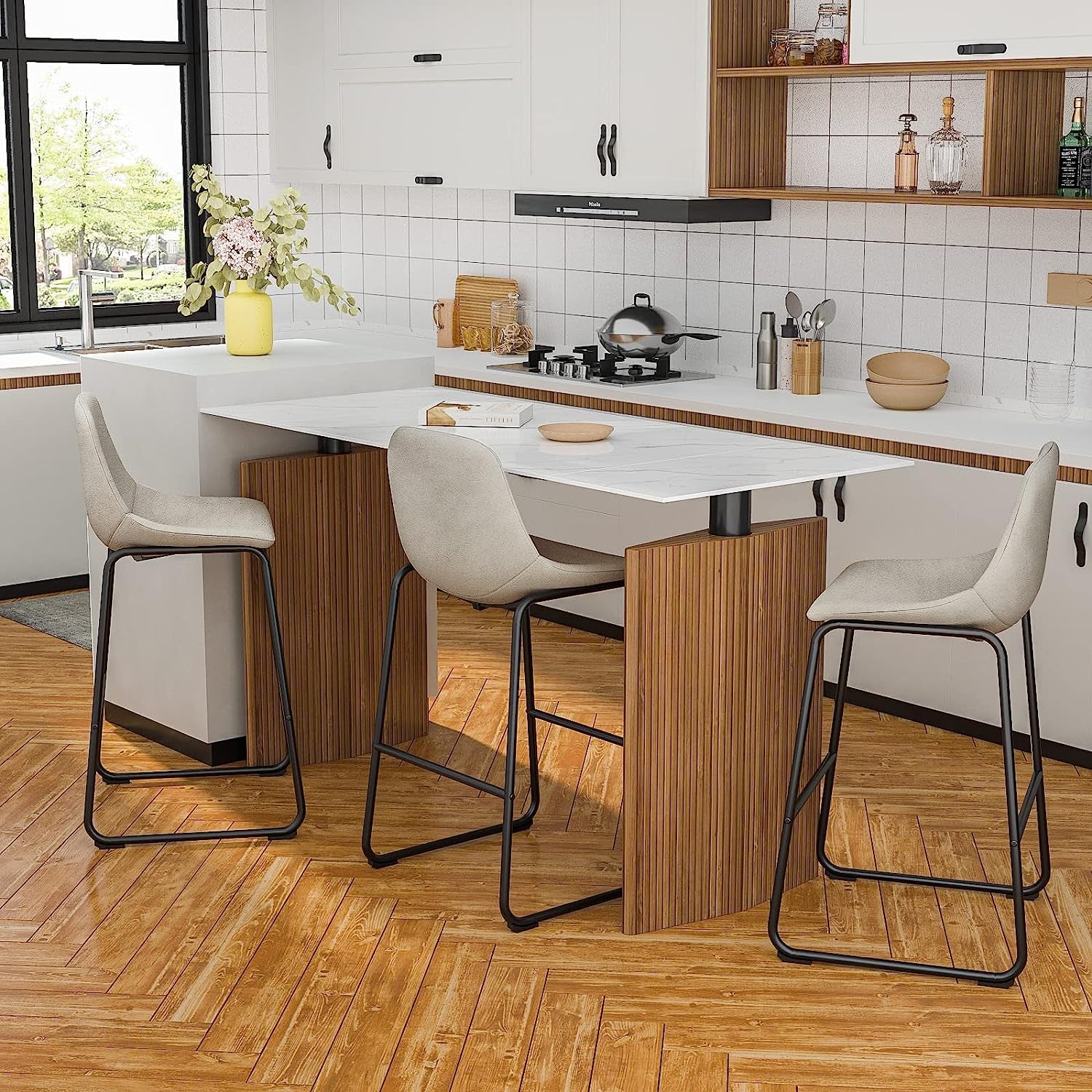 Industrial Beige Barstools, Set of 2-1