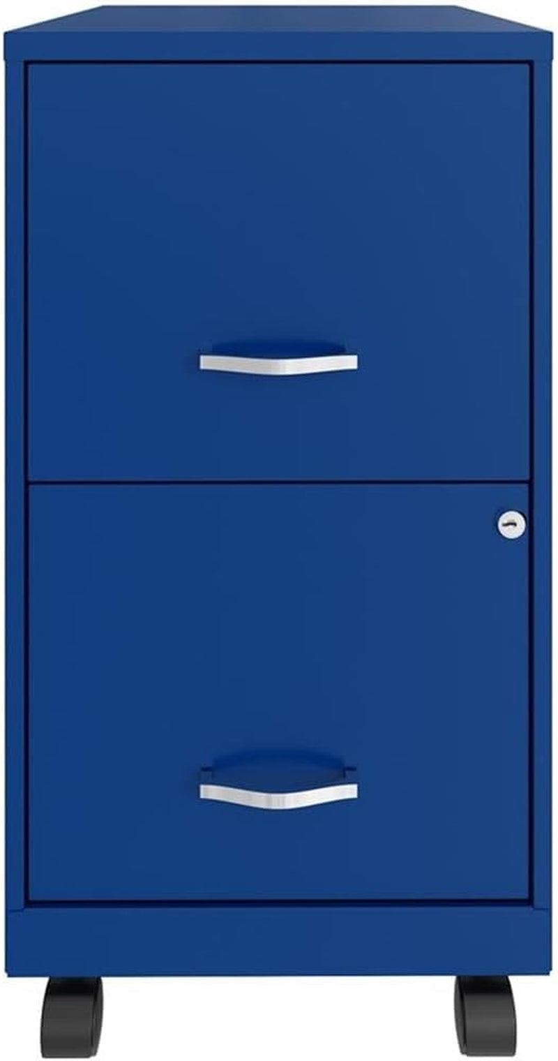 2 Drawer Metal Mobile File Cabinet with Lock, Letter Size, Blue, Fully Assembled-0