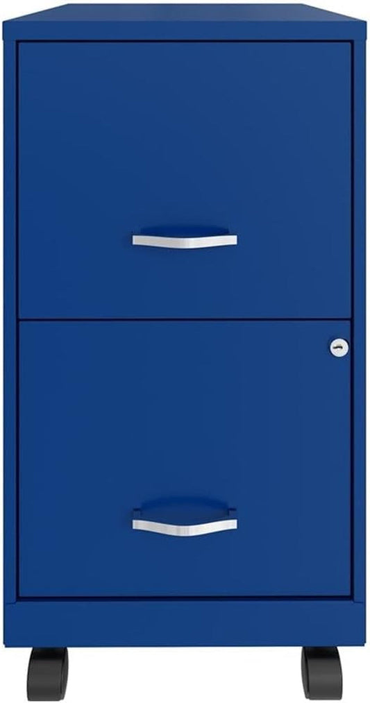 2 Drawer Metal Mobile File Cabinet with Lock, Letter Size, Blue, Fully Assembled-0