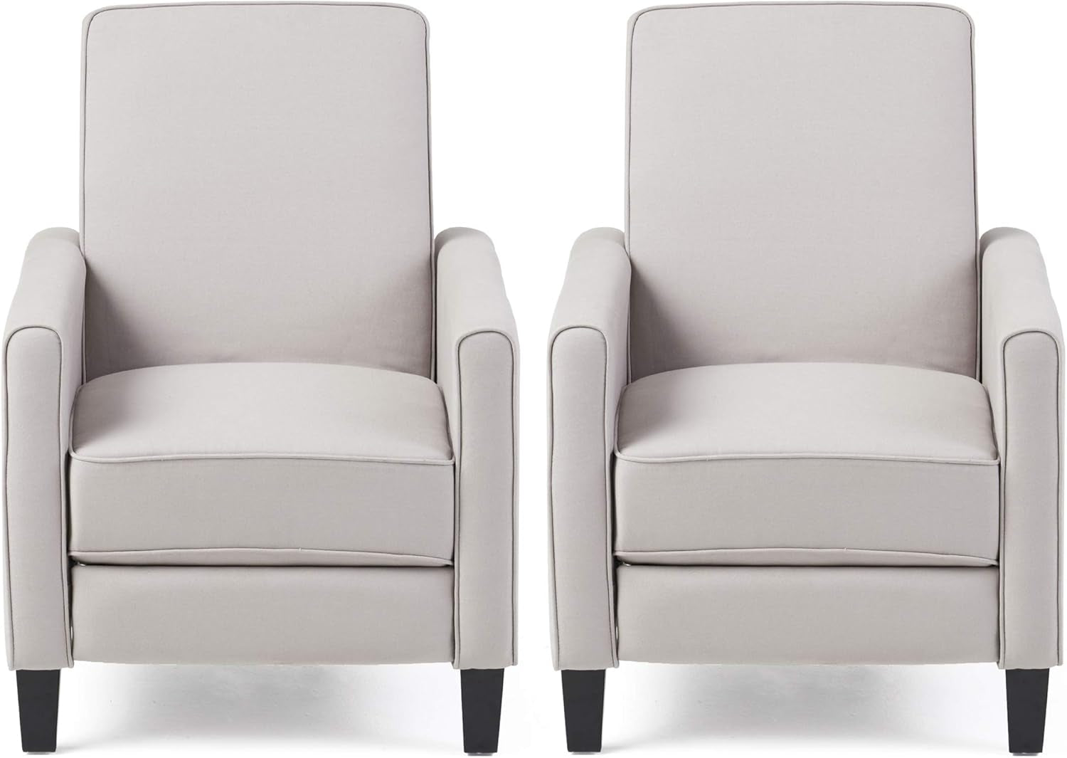 Emmie Fabric Recliner (Set of 2), Light Gray, Dark Brown-0