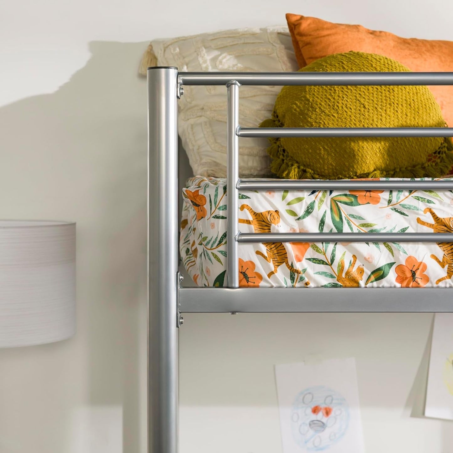 Silver Metal Twin over Loft Bunk Bed Twin Size Bedframe with Ladder-4