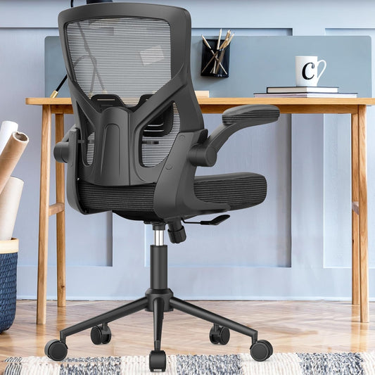Office Chair, High Back Desk Chair Adjustable Height and Ergonomic Design Home Office Computer Chair Executive Lumbar Support Padded Flip-Up Armrest Swivel Task Chair-0
