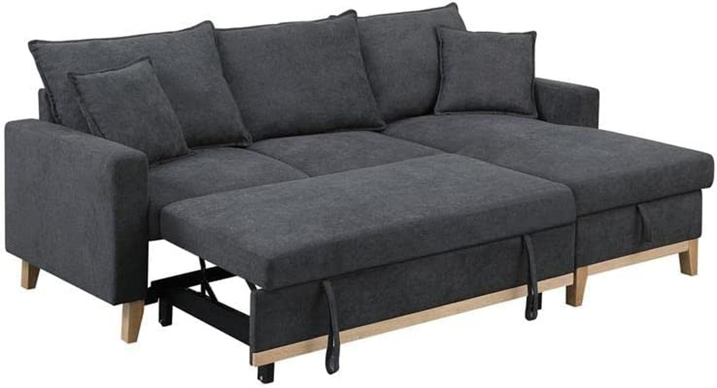 Gray Reversible Sleeper Sectional with Storage Chaise-1