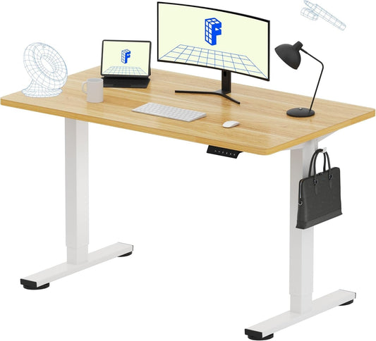 48" Maple Top White Frame Standing Desk-0