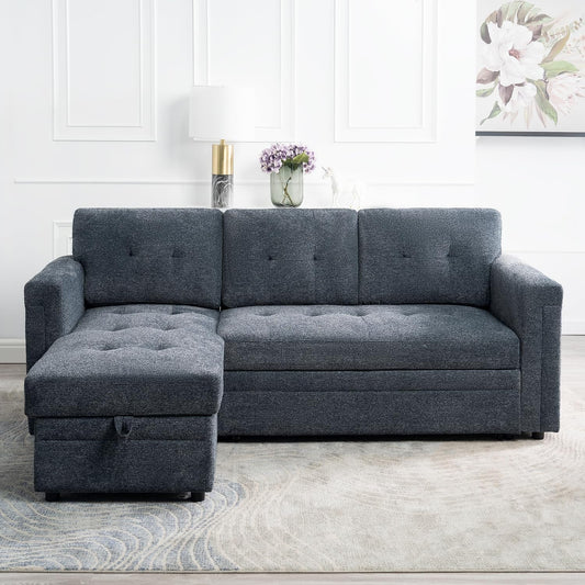 Gray Microfiber L-Shape Sleeper Sofa USB Ports Storage-0