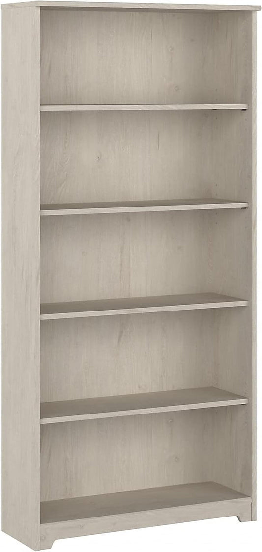 Bush Furniture Cabot Tall 5 Shelf Bookcase | Large Open Bookshelf in Linen White Oak | Sturdy Display Cabinet for Library, Living Room, and Home Office-0