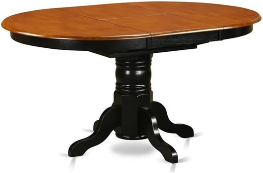 AVT-BLK-TP Avon Kitchen Dining Table - an Oval Wooden Table Top with Butterfly Leaf & Pedestal Base, 42X60 Inch, Black & Cherry-0
