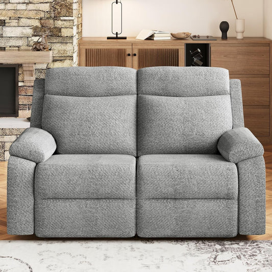 Large Power Loveseat Recliner: Home Theater, Light Gray-0