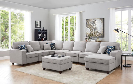 Meridian Sectional Modular Sofa with Ottoman for Living Room, Apartment, Bedroom, Office, Dorm-0
