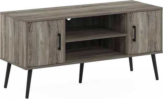 Claude Mid Century Style Wood Legs TV Stand for TV Size up to 50 Inch with Two Cabinets, French Oak-0
