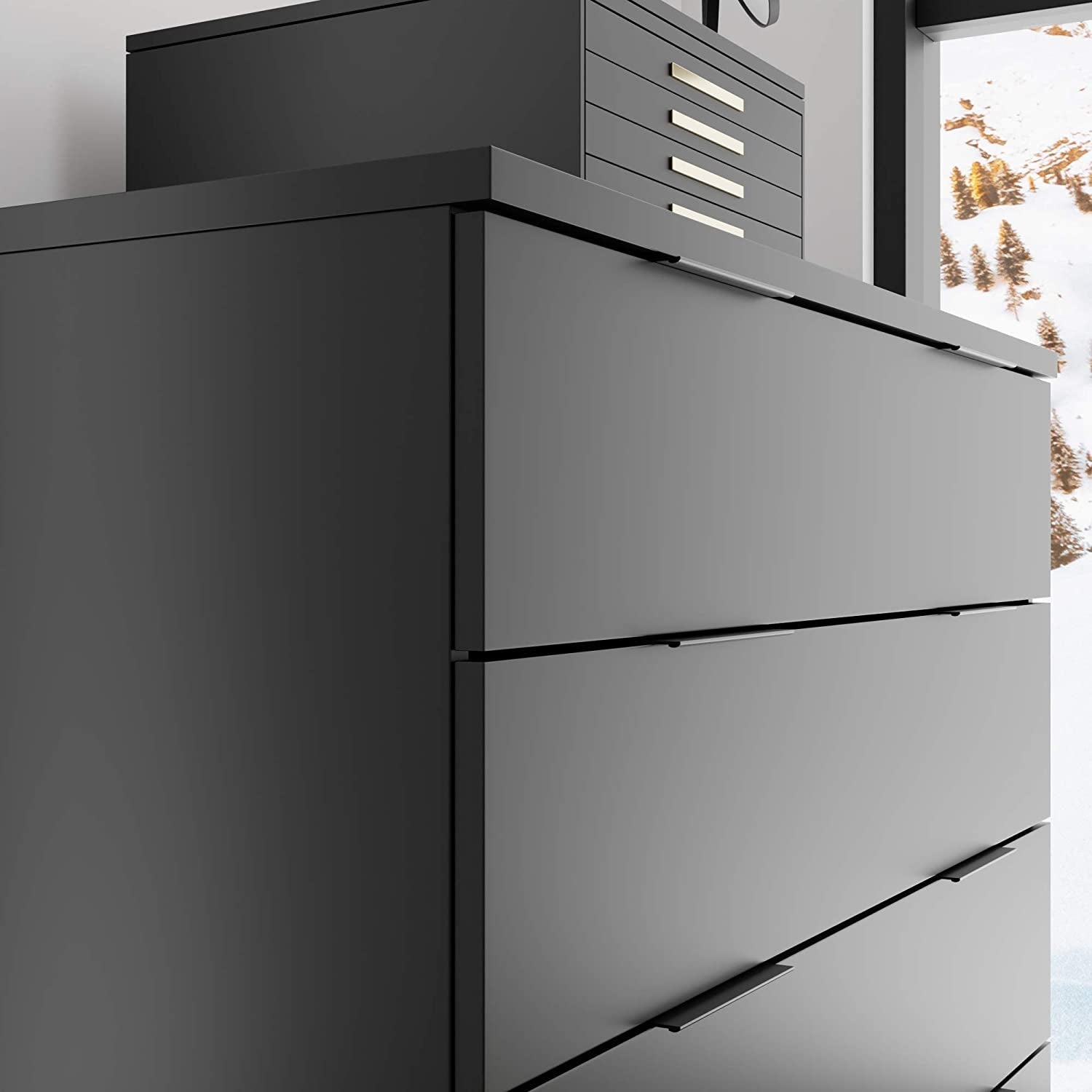 Black Modern 4-Drawer Dresser Storage Chest-4