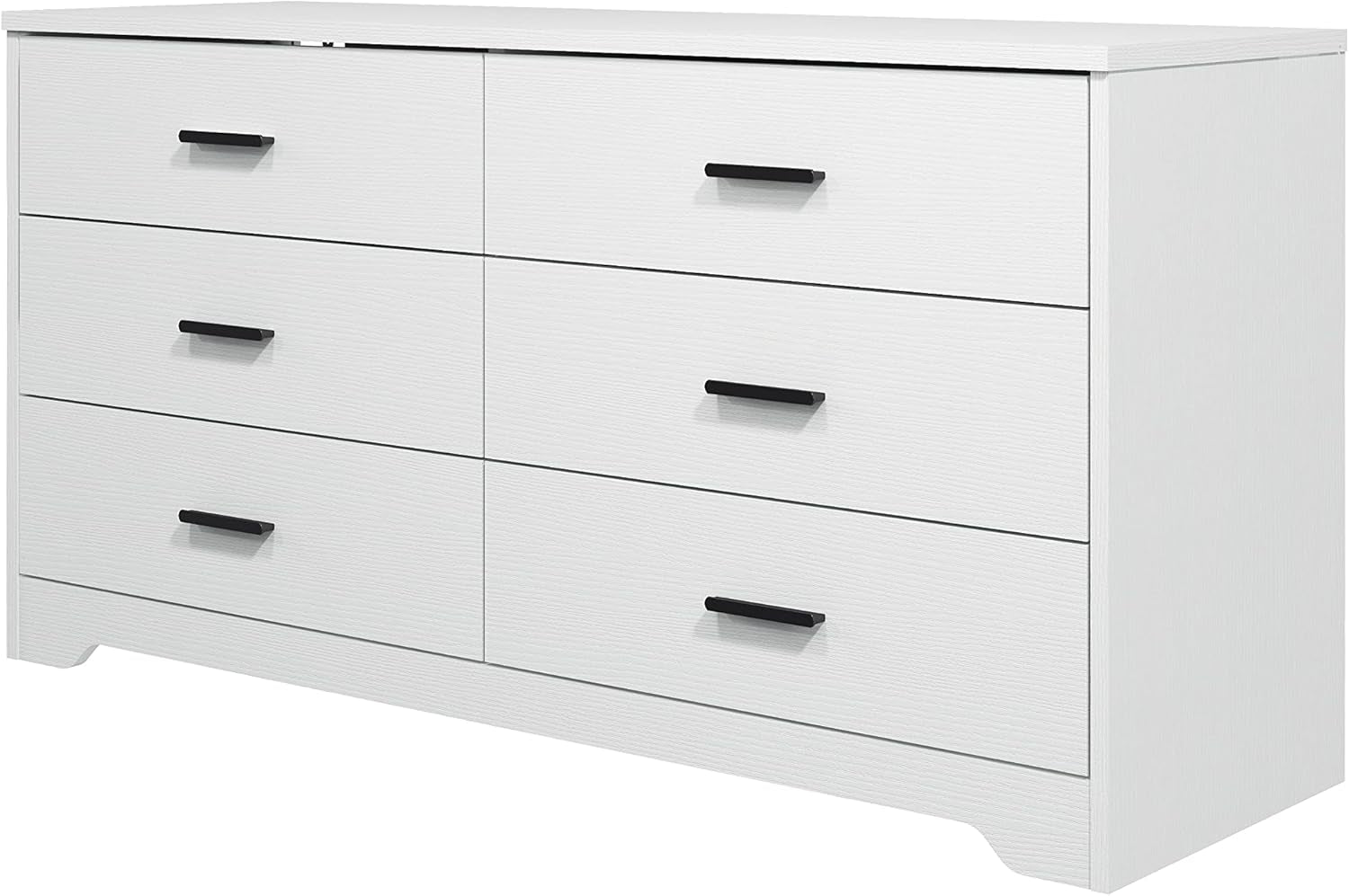 Wooden 5/6 Drawer Dresser, Wide Modern Chest of Drawers, Organizer with Storage Drawers for Living Room Bedroom Hallway Closet (White, 6 Drawers)-0