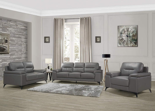 3-Piece Leather Sofa Set, Dark Gray-0
