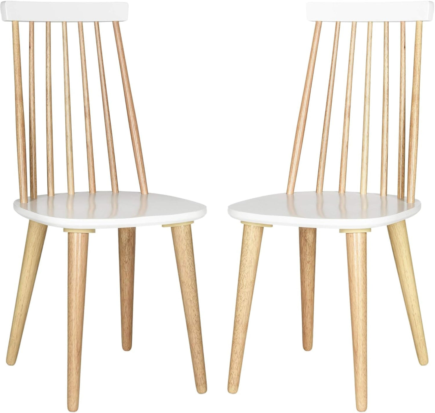 American Homes Collection Burris Country Farmhouse Natural and White Spindle Side Chair (Set of 2)-0